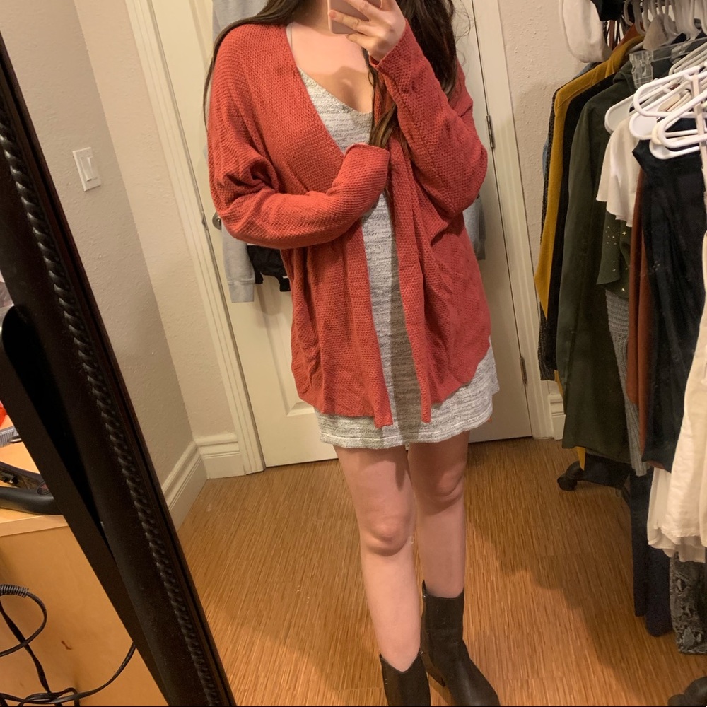 Rust Solid Front-Open Cardigan Sweater - Forever21
